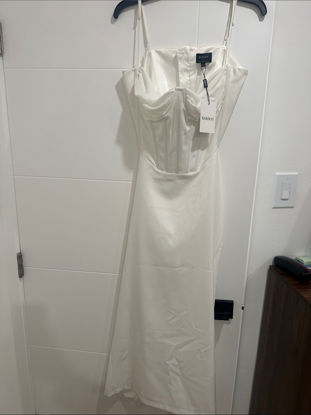 Bardot White Corset Maxi Dress with Adjustable Straps